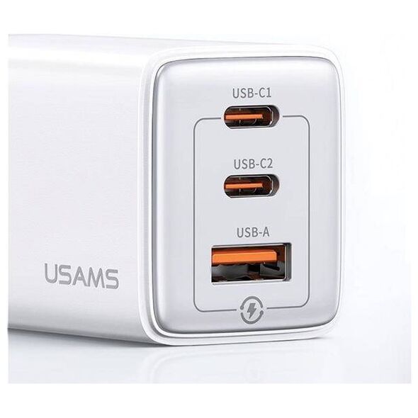 Wall Charger USAMS 2xUSB-C+1xUSB 65W (only head) GaN PD3.0 +QC3.0 Fast Charging gradient purple Sandru Series CC180TC03 (US-CC180) 6958444905181