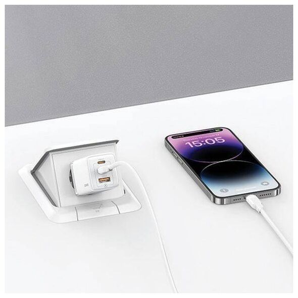 Wall Charger USAMS 2xUSB-C+1xUSB 65W (only head) GaN PD3.0 +QC3.0 Fast Charging gradient purple Sandru Series CC180TC03 (US-CC180) 6958444905181
