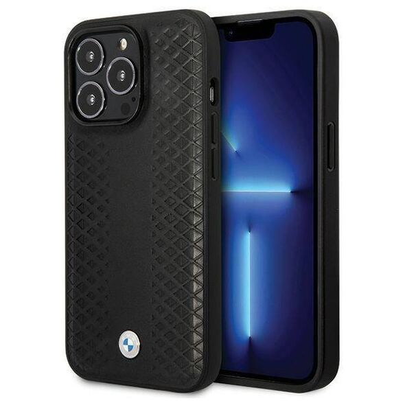 Original Case IPHONE 14 PRO BMW Leather Diamond Pattern (BMHCP14L22RFGK) black 3666339066543