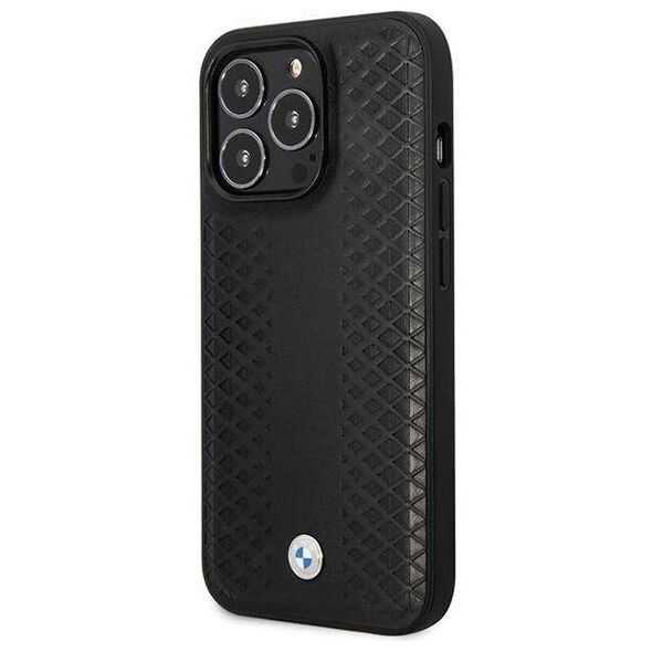 Original Case IPHONE 14 PRO BMW Leather Diamond Pattern (BMHCP14L22RFGK) black 3666339066543