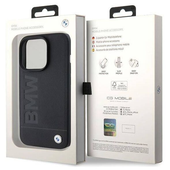 Original Case APPLE IPHONE 15 PRO BMW Hardcase Leather Hot Stamp MagSafe (BMHMP15LSLLBK) black 3666339145361
