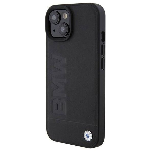 Original Case APPLE IPHONE 15 PLUS BMW Hardcase Leather Hot Stamp MagSafe (BMHMP15MSLLBK) black 3666339145354