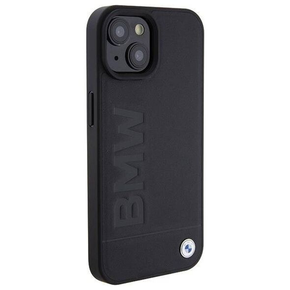 Original Case APPLE IPHONE 15 PLUS BMW Hardcase Leather Hot Stamp MagSafe (BMHMP15MSLLBK) black 3666339145354