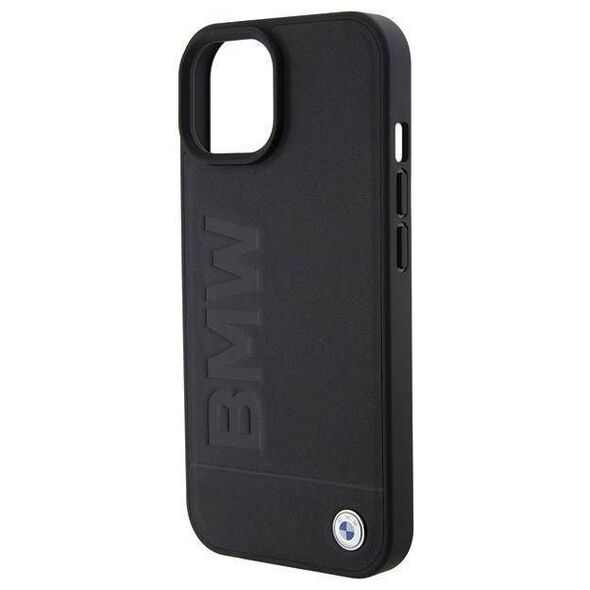 Original Case APPLE IPHONE 15 PLUS BMW Hardcase Leather Hot Stamp MagSafe (BMHMP15MSLLBK) black 3666339145354