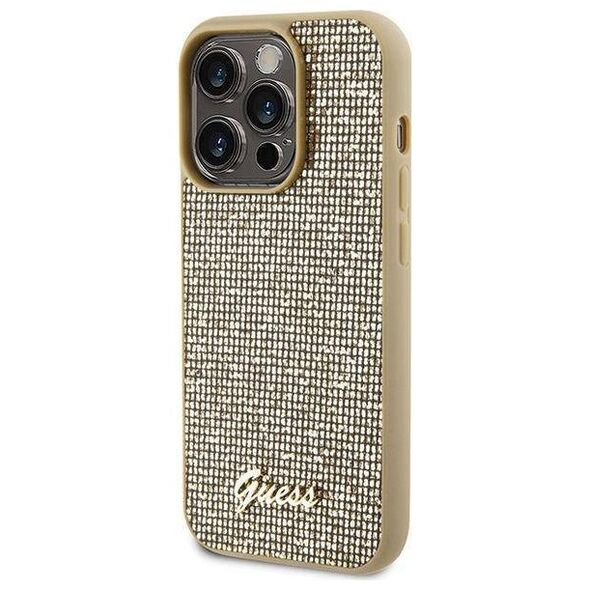 Original Case APPLE IPHONE 15 PRO Guess Hardcase Disco Metal Script (GUHCP15LPMSDGSD) gold 3666339173593