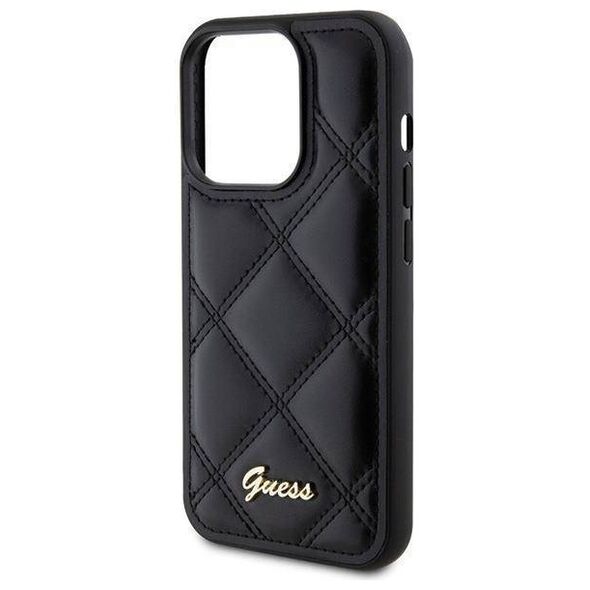 Original Case APPLE IPHONE 15 PRO Guess Hardcase Quilted Metal Logo (GUHCP15LPSQSQSK) black 3666339149628