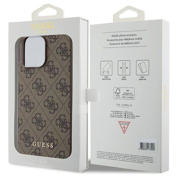 Original Case APPLE IPHONE 15 PRO MAX Guess Hard Case 4G Metal Gold Logo (GUHCP15XG4GFBR) brown 3666339171735