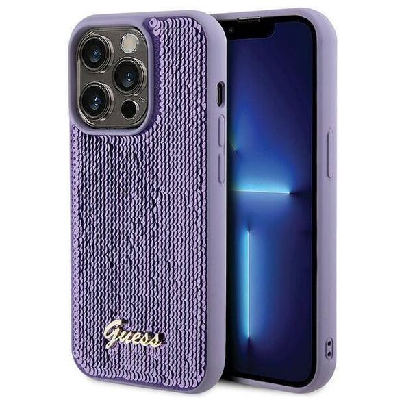 Original Case APPLE IPHONE 15 PRO MAX Guess Hardcase Sequin Script Metal (GUHCP15XPSFDGSU) purple 3666339176259