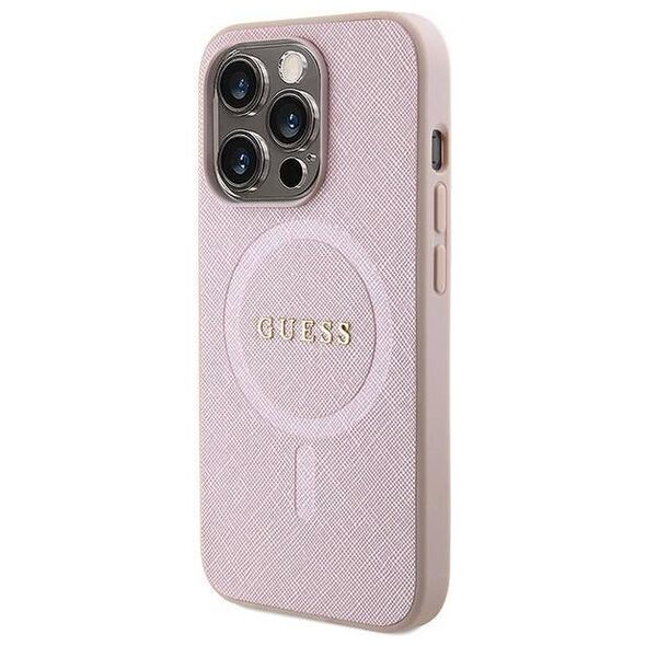 Original Case APPLE IPHONE 15 PRO Guess Hardcase Saffiano MagSafe (GUHMP15LPSAHMCP) pink 3666339156206