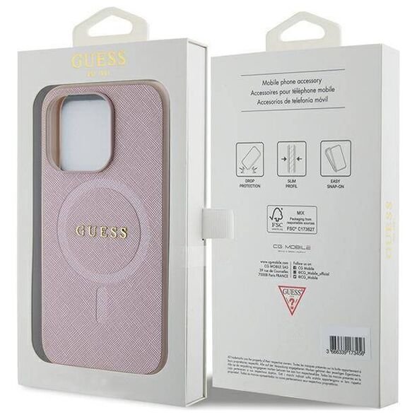 Original Case APPLE IPHONE 15 PRO Guess Hardcase Saffiano MagSafe (GUHMP15LPSAHMCP) pink 3666339156206