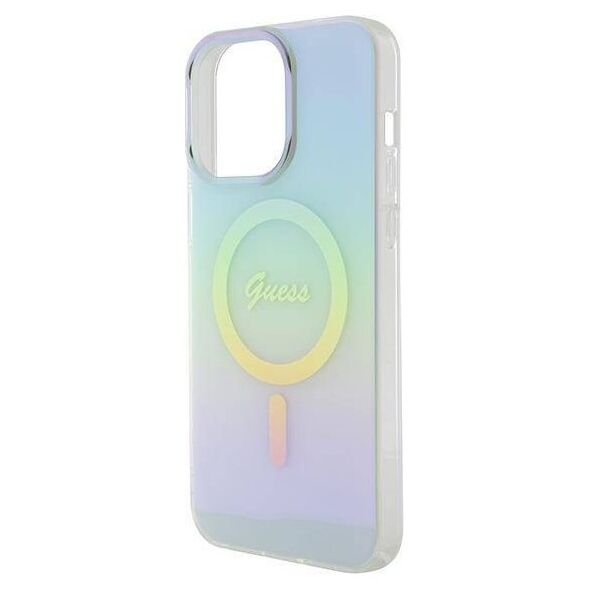 Original Case APPLE IPHONE 15 PRO MAX Guess Hardcase IML Iridescent MagSafe (GUHMP15XHITSQ) turquoise 3666339154950