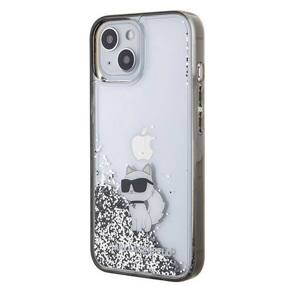 Original Case APPLE IPHONE 15 Karl Lagerfeld Hardcase Liquid Glitter Choupette (KLHCP15SLKCNSK) transparent 3666339164195