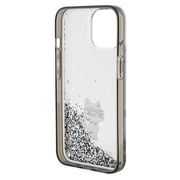 Original Case APPLE IPHONE 15 Karl Lagerfeld Hardcase Liquid Glitter Choupette (KLHCP15SLKCNSK) transparent 3666339164195