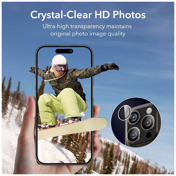 Tempered Glass for Camera APPLE IPHONE 15 PRO / 15 PRO MAX ESR Camera Lens Clear 4894240174142