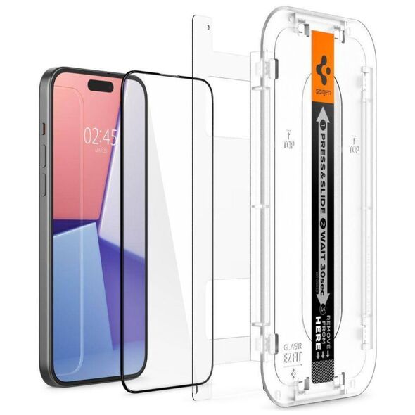 Tempered Glass APPLE IPHONE 15 PLUS Spigen Glas.tr "EZ Fit" black 8809896752114