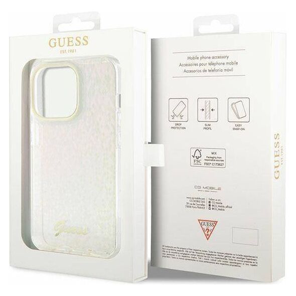 Original Case APPLE IPHONE 15 PRO Guess Hardcase IML Faceted Mirror Disco Iridescent (GUHCP15LHDECMP) pink 3666339172619