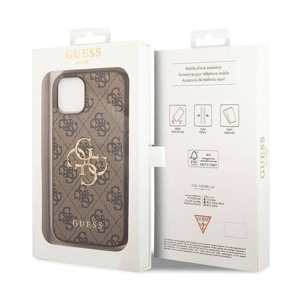 Original Case APPLE IPHONE 15 Guess Hardcase 4G Big Metal Logo (GUHCP15S4GMGBR) brown 3666339171506
