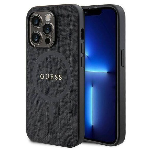 Original Case APPLE IPHONE 15 PRO Guess Hardcase Saffiano MagSafe (GUHMP15LPSAHMCK) black 3666339155780