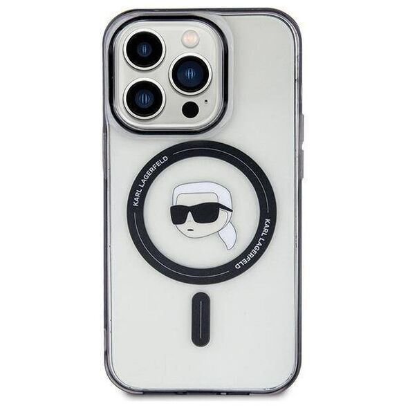 Original Case APPLE IPHONE 15 PRO MAX Karl Lagerfeld Hardcase IML Karl`s Head MagSafe (KLHMP15XHKHNOTK) transparent 3666339161941
