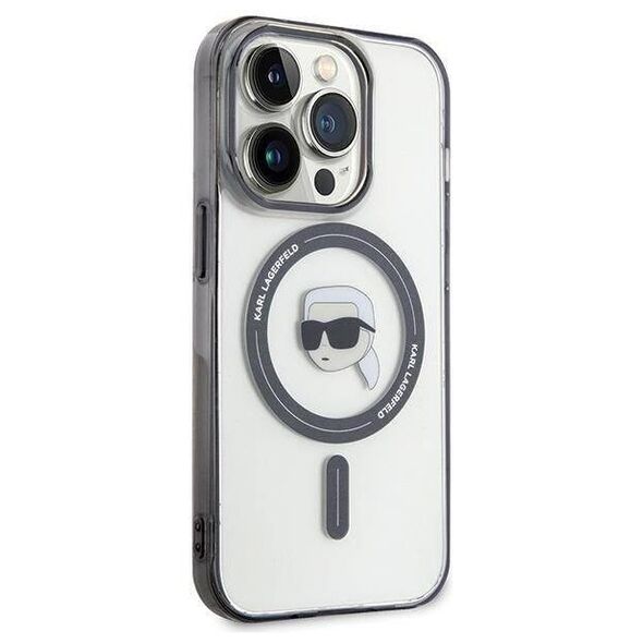 Original Case APPLE IPHONE 15 PRO MAX Karl Lagerfeld Hardcase IML Karl`s Head MagSafe (KLHMP15XHKHNOTK) transparent 3666339161941
