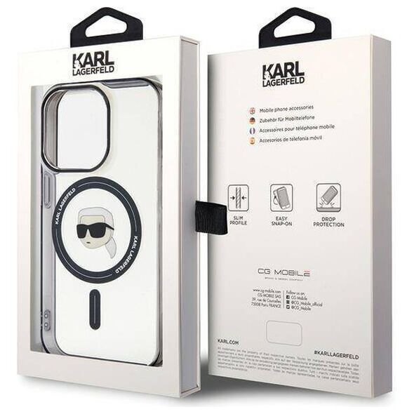 Original Case APPLE IPHONE 15 PRO MAX Karl Lagerfeld Hardcase IML Karl`s Head MagSafe (KLHMP15XHKHNOTK) transparent 3666339161941