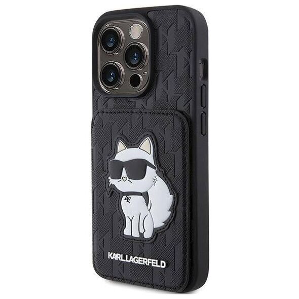 Original Case APPLE IPHONE 15 PRO MAX Karl Lagerfeld Hardcase Saffiano Cardslots and Stand Monogram Choupette (KLHCP15XSAKCNSCK) black 3666339169626