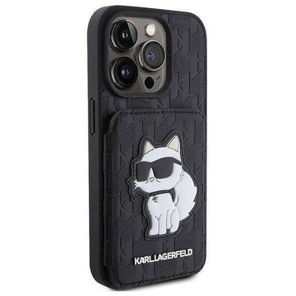 Original Case APPLE IPHONE 15 PRO MAX Karl Lagerfeld Hardcase Saffiano Cardslots and Stand Monogram Choupette (KLHCP15XSAKCNSCK) black 3666339169626