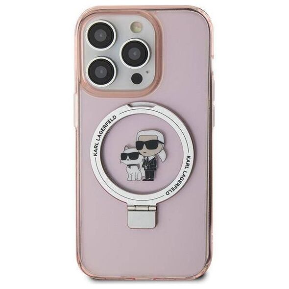 Original Case APPLE IPHONE 15 PRO MAX Karl Lagerfeld Hardcase Ring Stand Karl&Choupettte MagSafe (KLHMP15XHMRSKCP) pink 3666339169022