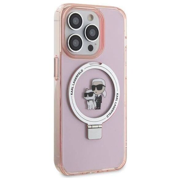Original Case APPLE IPHONE 15 PRO MAX Karl Lagerfeld Hardcase Ring Stand Karl&Choupettte MagSafe (KLHMP15XHMRSKCP) pink 3666339169022
