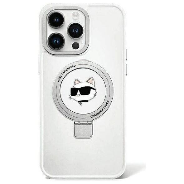 Original Case APPLE IPHONE 15 PLUS Karl Lagerfeld Hardcase Ring Stand Choupette Head MagSafe (KLHMP15MHMRSCHH) white 3666339168643