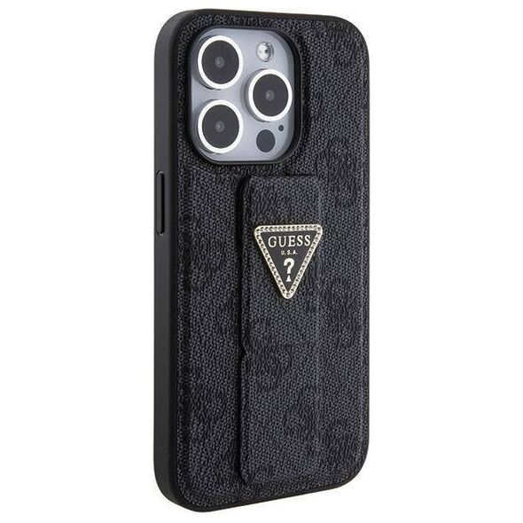 Original Case APPLE IPHONE 15 PRO Guess Hardcase Grip Stand 4G Triangle Strass (GUHCP15LPGS4TDK) black 3666339197315