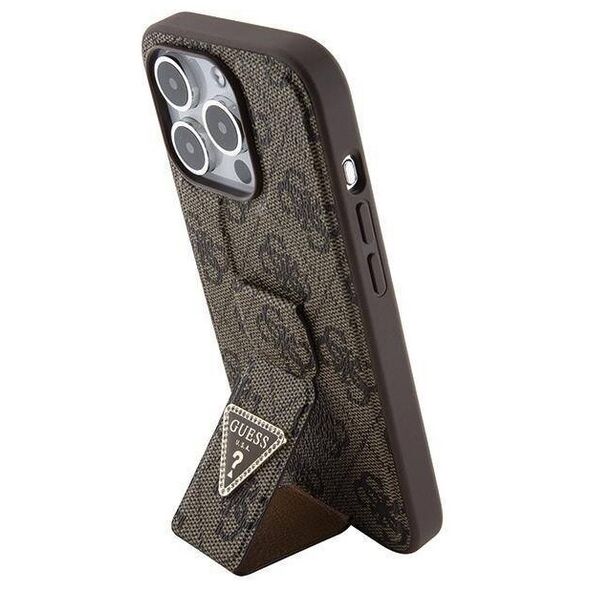 Original Case APPLE IPHONE 15 PRO Guess Hardcase Grip Stand 4G Triangle Strass (GUHCP15LPGS4TDW) brown 3666339197452