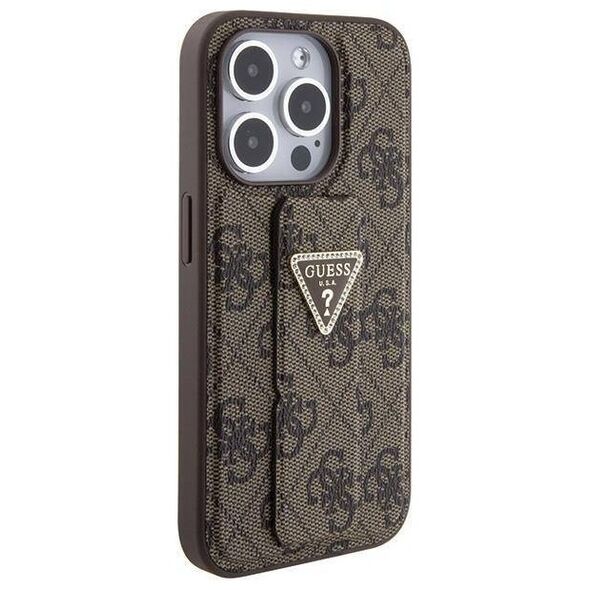 Original Case APPLE IPHONE 15 PRO Guess Hardcase Grip Stand 4G Triangle Strass (GUHCP15LPGS4TDW) brown 3666339197452