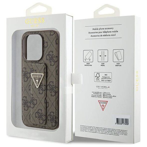 Original Case APPLE IPHONE 15 PRO Guess Hardcase Grip Stand 4G Triangle Strass (GUHCP15LPGS4TDW) brown 3666339197452