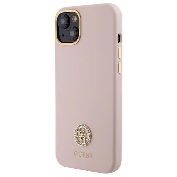 Original Case APPLE IPHONE 15 Guess Hardcase Silicone Logo Strass 4G (GUHCP15SM4DGPP) light pink 3666339148904