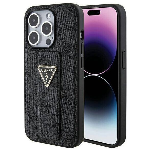 Original Case APPLE IPHONE 15 PRO MAX Guess Hardcase Grip Stand 4G Triangle Strass (GUHCP15XPGS4TDK) black 3666339197322