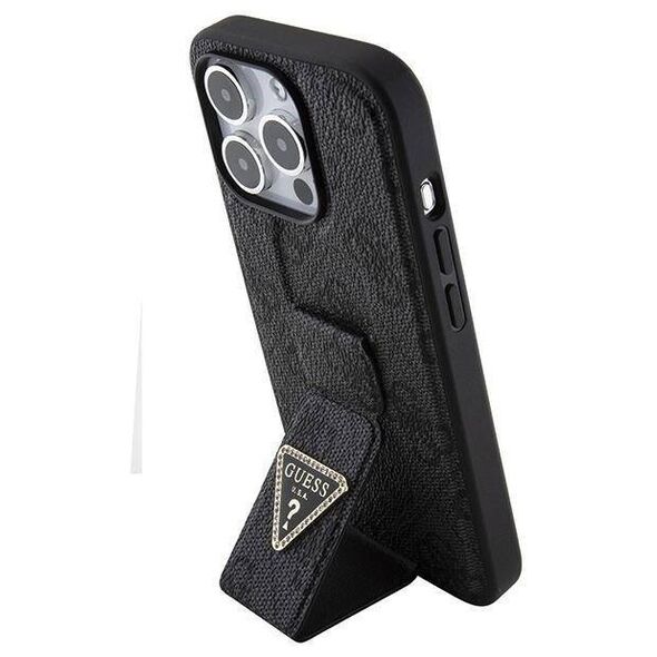 Original Case APPLE IPHONE 15 PRO MAX Guess Hardcase Grip Stand 4G Triangle Strass (GUHCP15XPGS4TDK) black 3666339197322
