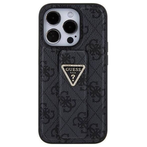 Original Case APPLE IPHONE 15 PRO MAX Guess Hardcase Grip Stand 4G Triangle Strass (GUHCP15XPGS4TDK) black 3666339197322