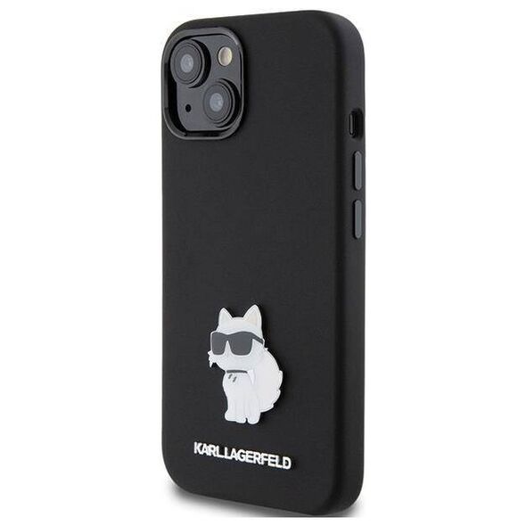 Original Case APPLE IPHONE 15 PLUS Karl Lagerfeld Silicone Choupette Metal Pin (KLHCP15MSMHCNPK) black 3666339166366