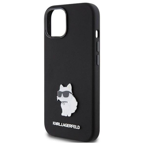 Original Case APPLE IPHONE 15 PLUS Karl Lagerfeld Silicone Choupette Metal Pin (KLHCP15MSMHCNPK) black 3666339166366