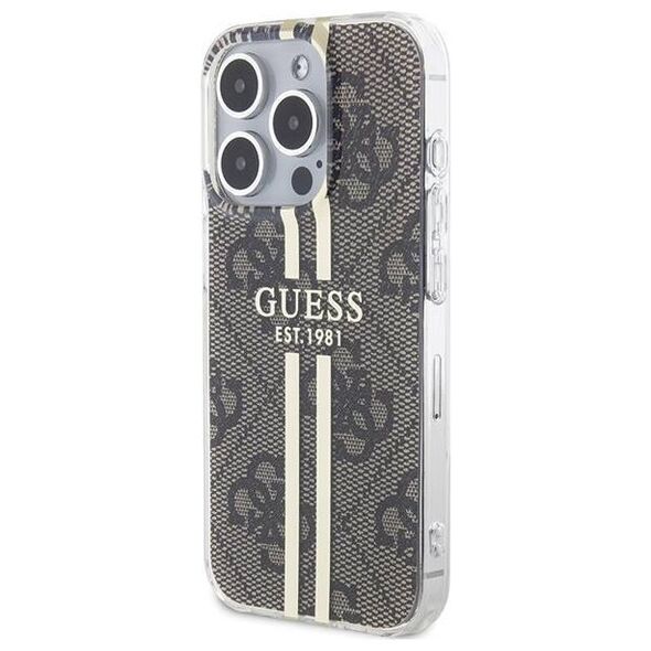 Original Case APPLE IPHONE 15 PRO Guess Hardcase IML 4G Gold Stripe (GUHCP15LH4PSEGW) brown 3666339222840