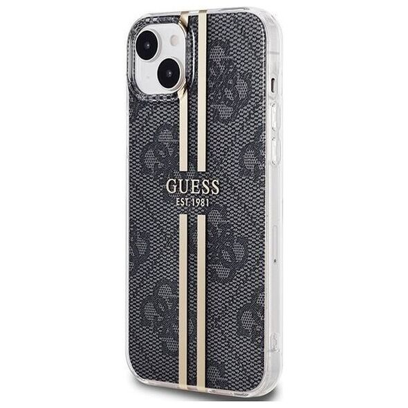 Original Case IPHONE 14 PLUS / 15 PLUS Guess Hardcase IML 4G Gold Stripe (GUHCP15MH4PSEGK) black 3666339222697