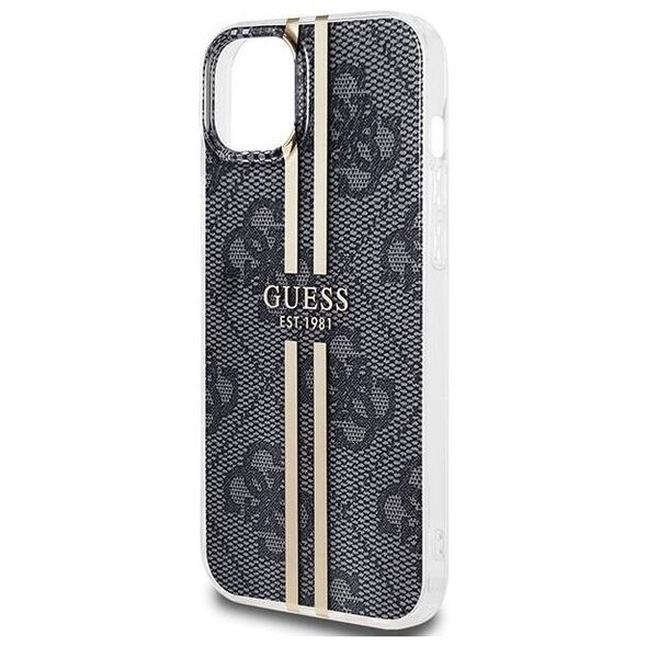 Original Case IPHONE 14 PLUS / 15 PLUS Guess Hardcase IML 4G Gold Stripe (GUHCP15MH4PSEGK) black 3666339222697