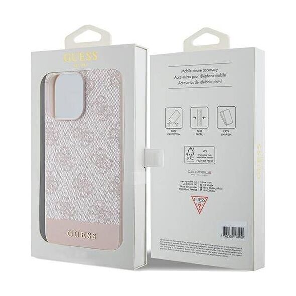Original Case IPHONE 14 PRO Guess Hard Case 4G Stripe Collection (GUHCP14LG4GLPI) pink 3666339218966