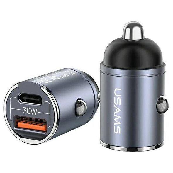 Car Charger 30W PD USB-C + USB Fas Charge With Built-In Ring USAMS C38 CC206CC01 (US-CC206) purple 6958444907949