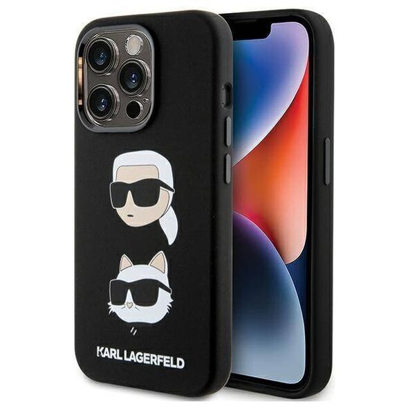 Original Case APPLE IPHONE 15 PRO Karl Lagerfeld Silicone Karl&Choupette Head (KLHCP15LSDHKCNK) black 3666339164812