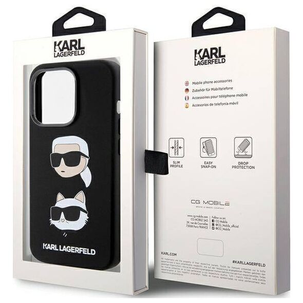 Original Case APPLE IPHONE 15 PRO Karl Lagerfeld Silicone Karl&Choupette Head (KLHCP15LSDHKCNK) black 3666339164812