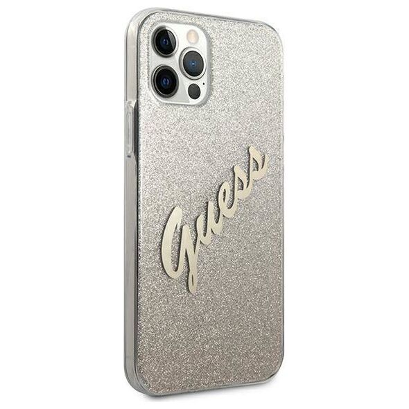 Original Case IPHONE 12 / 12 PRO Guess Hardcase Glitter Gradient Script (GUHCP12MPCUGLSGO) gold 3700740494745