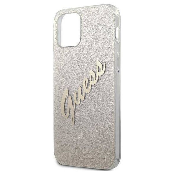 Original Case IPHONE 12 / 12 PRO Guess Hardcase Glitter Gradient Script (GUHCP12MPCUGLSGO) gold 3700740494745