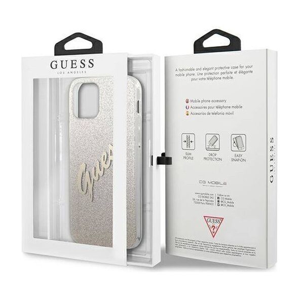 Original Case IPHONE 12 / 12 PRO Guess Hardcase Glitter Gradient Script (GUHCP12MPCUGLSGO) gold 3700740494745